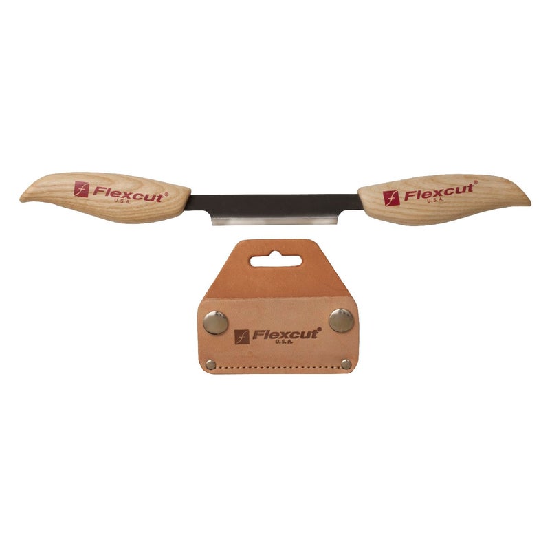 FLEXCUT Wood Carving Tools 3-Inch Draw Knife KN25, Straight 1095 High Carbon Steel Blade | Includes Leather Sheath | Made in the U.S.A. - Image 1